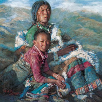  Chen Pintura al %C3%B3leo - Madre e hijo 4 Chen Yifei Tíbet